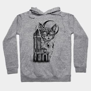 Cat and Castle (black version) Hoodie